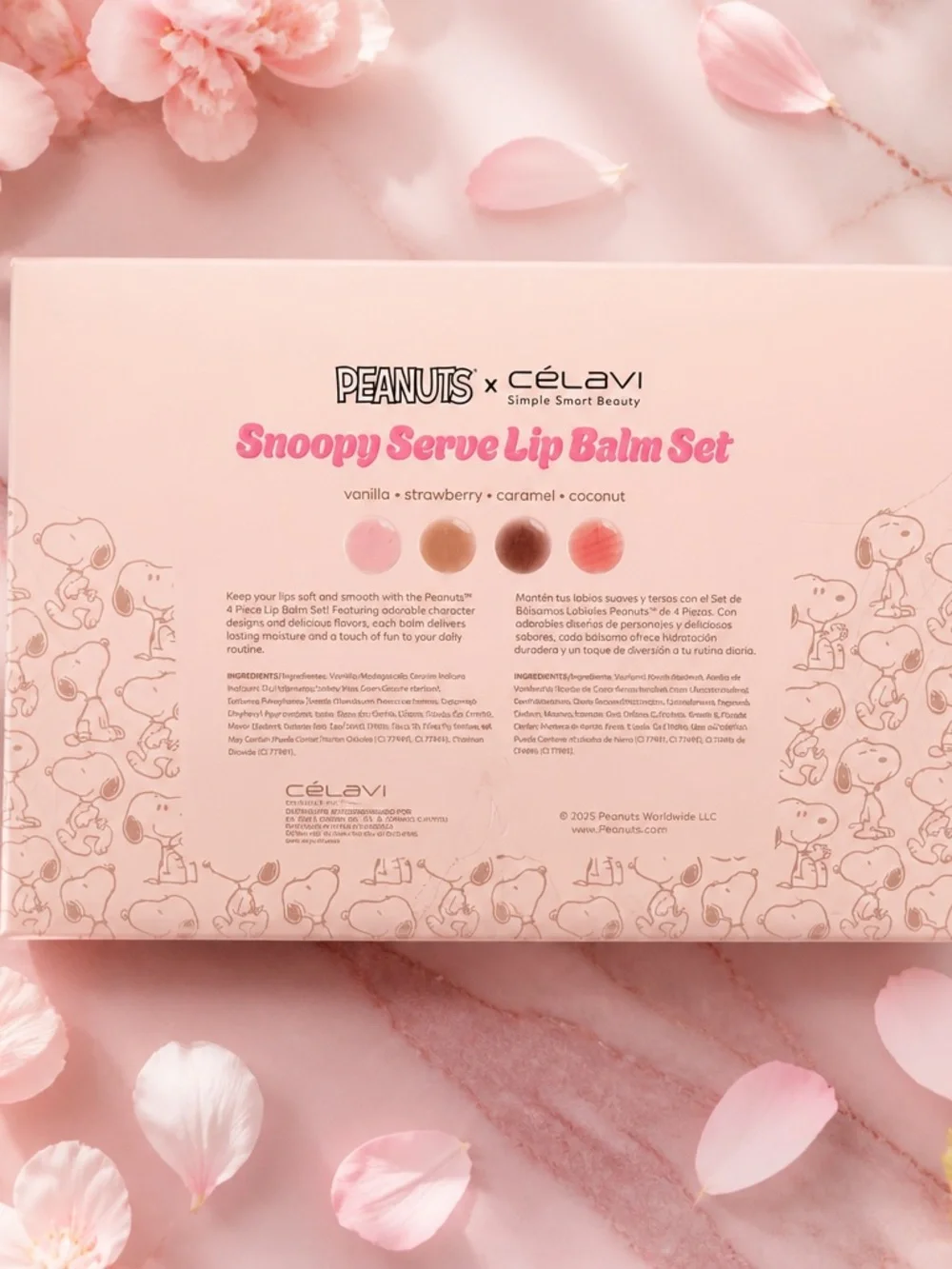 Peanuts x Célavi Snoopy Serve 4 Pc Lip Balm Gift Set Limited Edition
